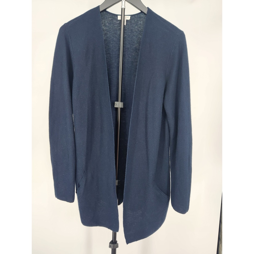 J. Jill Navy Blue Silk Wool Blend Open Front Cardigan Sweater Womens Small - Picture 1 of 7